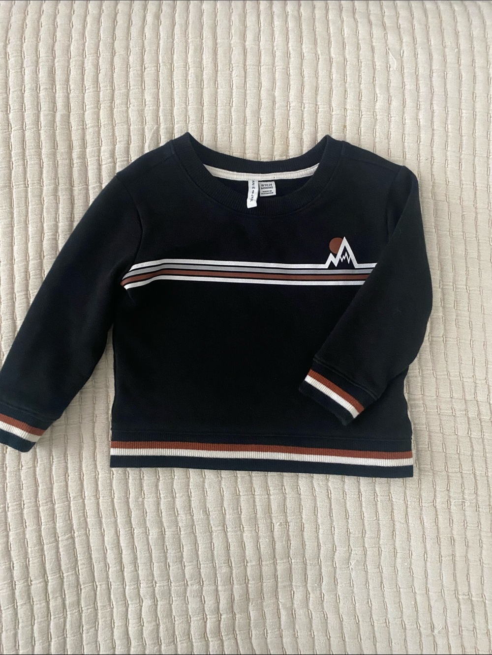 Janie and Jack Navy Pullover with Rust and White Stripes